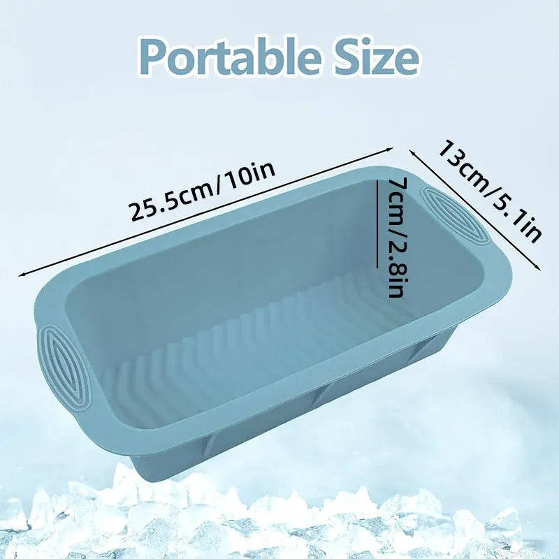 2pcs Large Capacity Ice Cube Tray Mold Rectangle Silicone Ice Grid Maker Kitchen - Orange