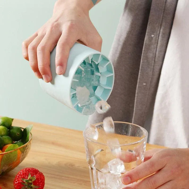 Silicone Ice Cube Tray Mould Ice Box Compartment Bucket for Easy Ice Making - Blue