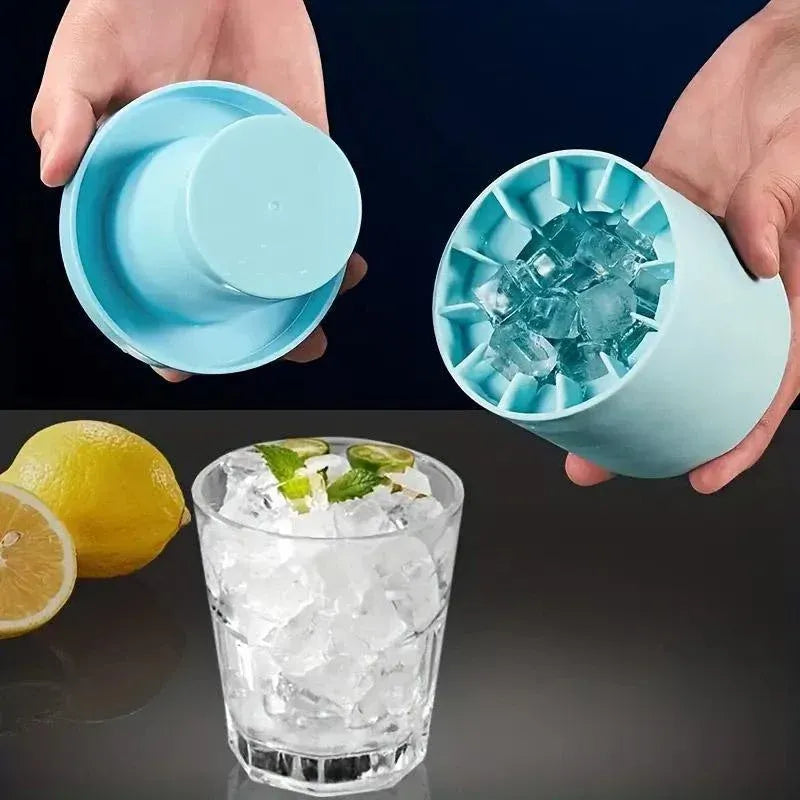 Silicone Ice Cube Tray Mould Ice Box Compartment Bucket for Easy Ice Making - Blue