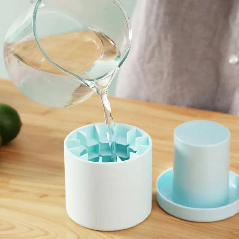 Silicone Ice Cube Tray Mould Ice Box Compartment Bucket for Easy Ice Making - Blue