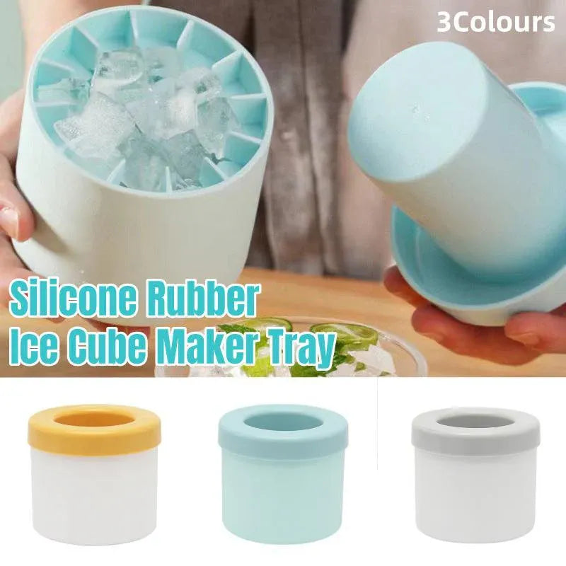 Silicone Ice Cube Tray Mould Ice Box Compartment Bucket for Easy Ice Making - Blue