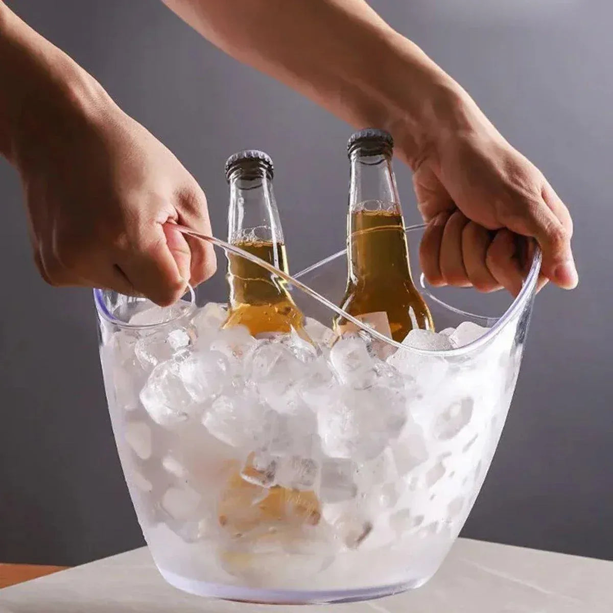 2PCS Transparent 3.5L Ice Bucket Large Capacity Wine Beer Cooler Picnic Basket
