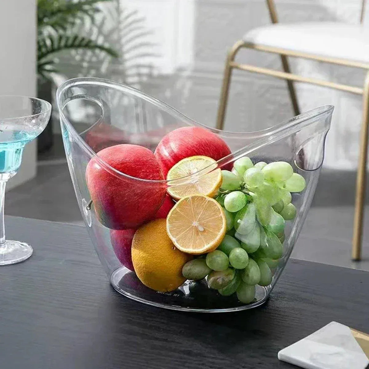 2PCS Transparent 3.5L Ice Bucket Large Capacity Wine Beer Cooler Picnic Basket