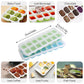 4Pcs Ice Cube Tray With Lid Easy Release Silicone Mould 14 Cubes Container Mould - Green