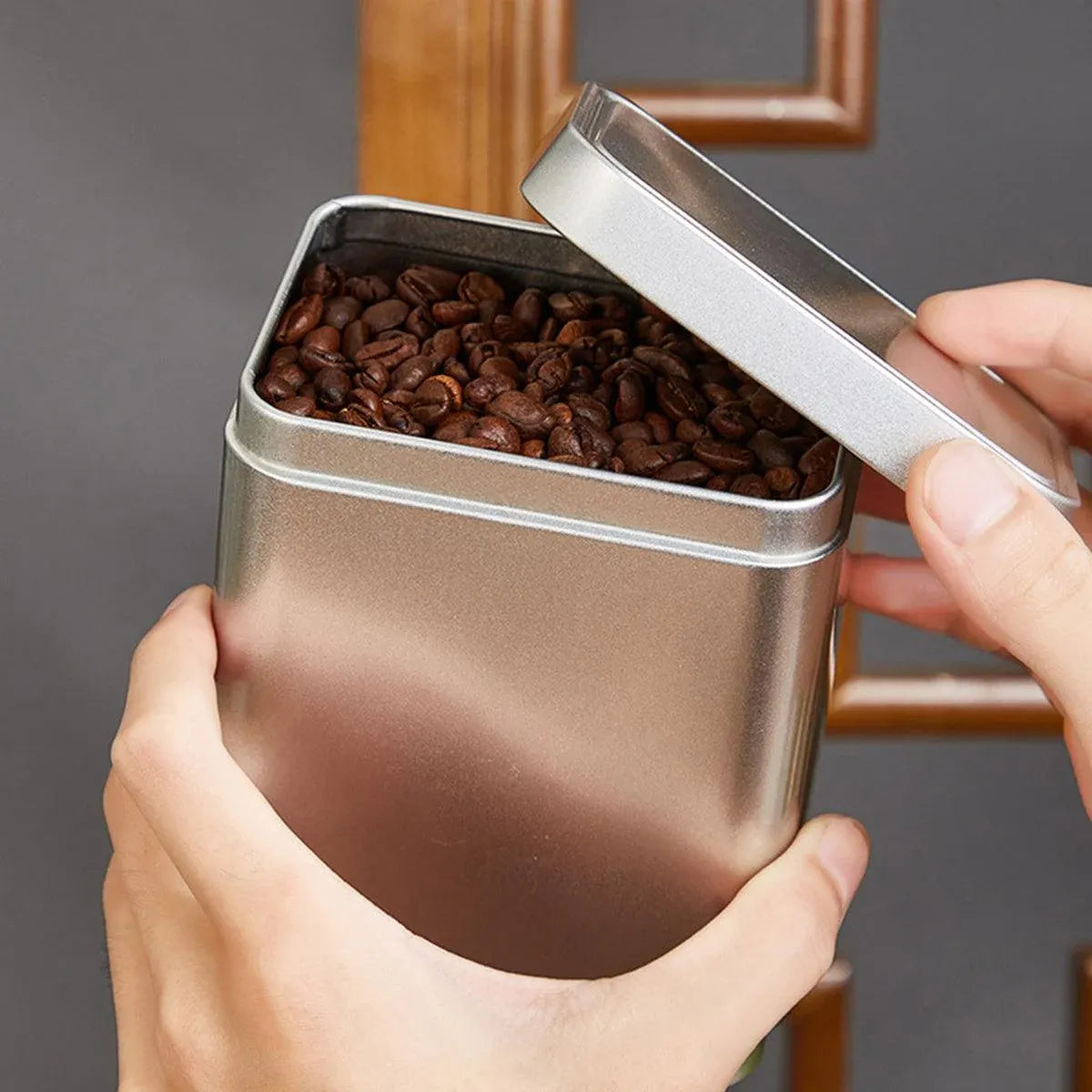 10PCS Tea Can Sealed Square Storage Box Solid Color Frosted Iron Container - Gold
