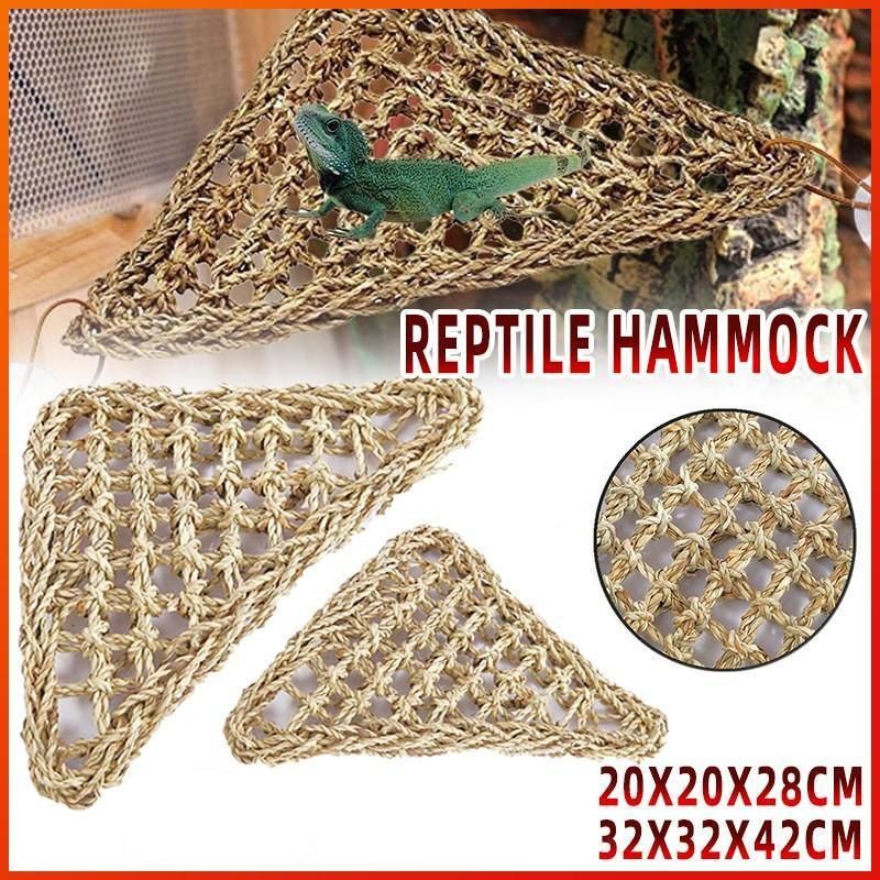 Comfortable Natural Straw Reptile Bed with Hammock Basking Relaxation 28cm