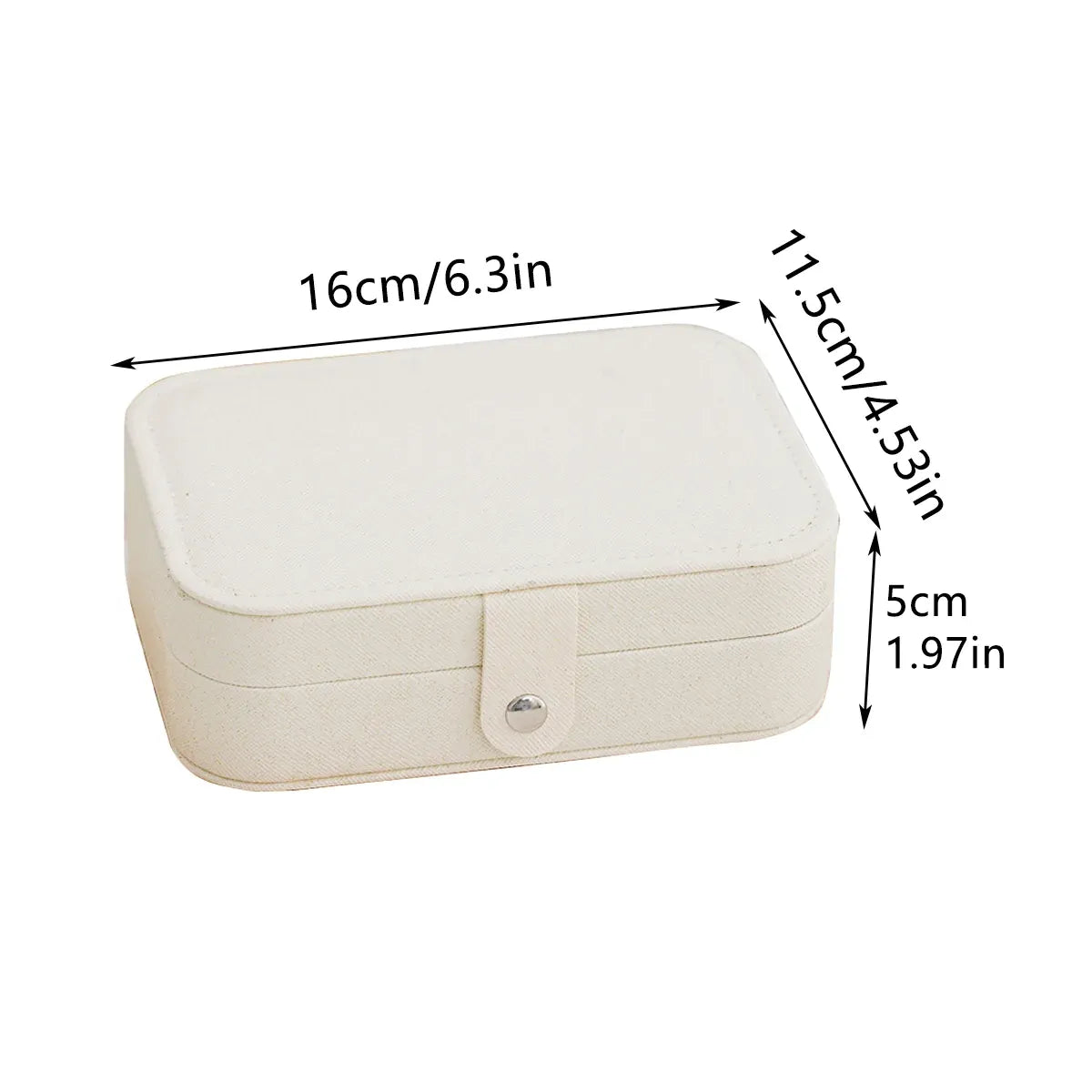 Portable Jewellery Box Travel Case Ring Earring Necklace 16 x 11.5 x 5cm - White