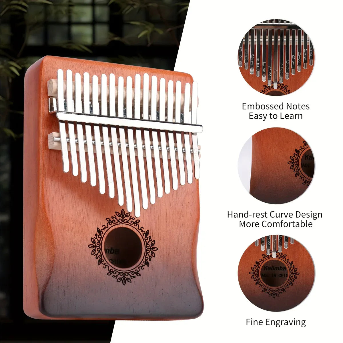 17-Key Beginner Thumb Piano Portable Instrument for Music Learning and Practice