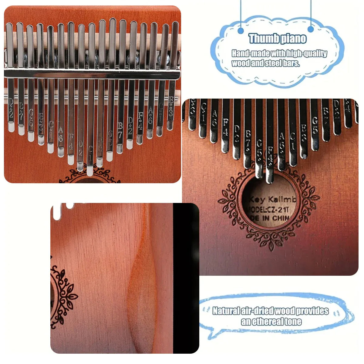 17-Key Beginner Thumb Piano Portable Instrument for Music Learning and Practice