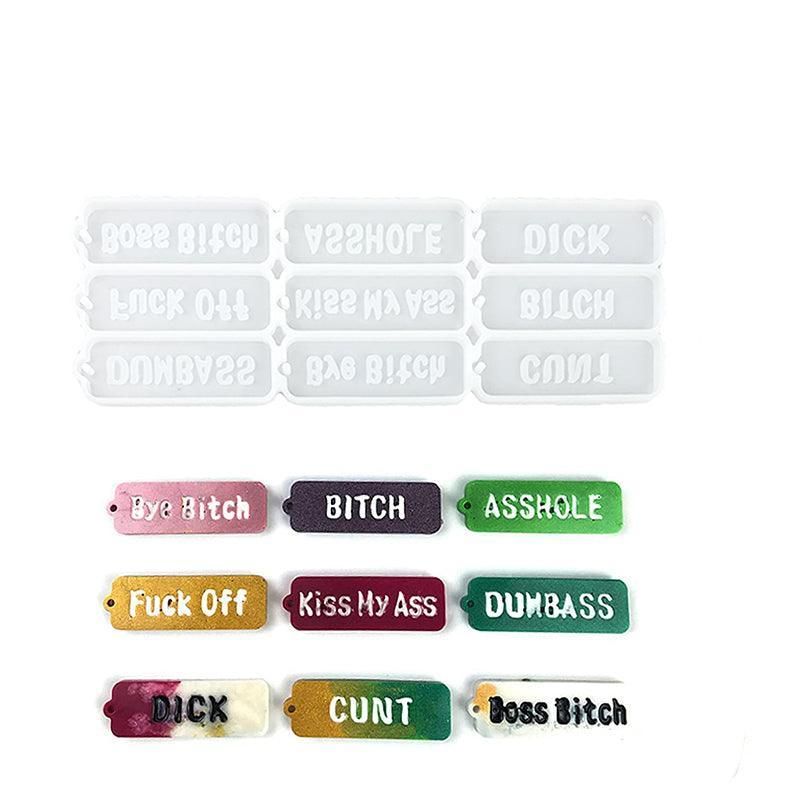 Letters Keychain Resin Epoxy Casting Mould Earring Pendant Mould Craft Silicone