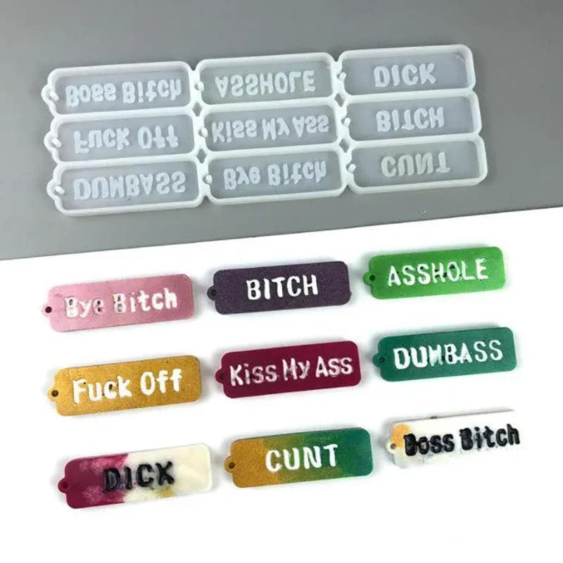 Letters Keychain Resin Epoxy Casting Mould Earring Pendant Mould Craft Silicone