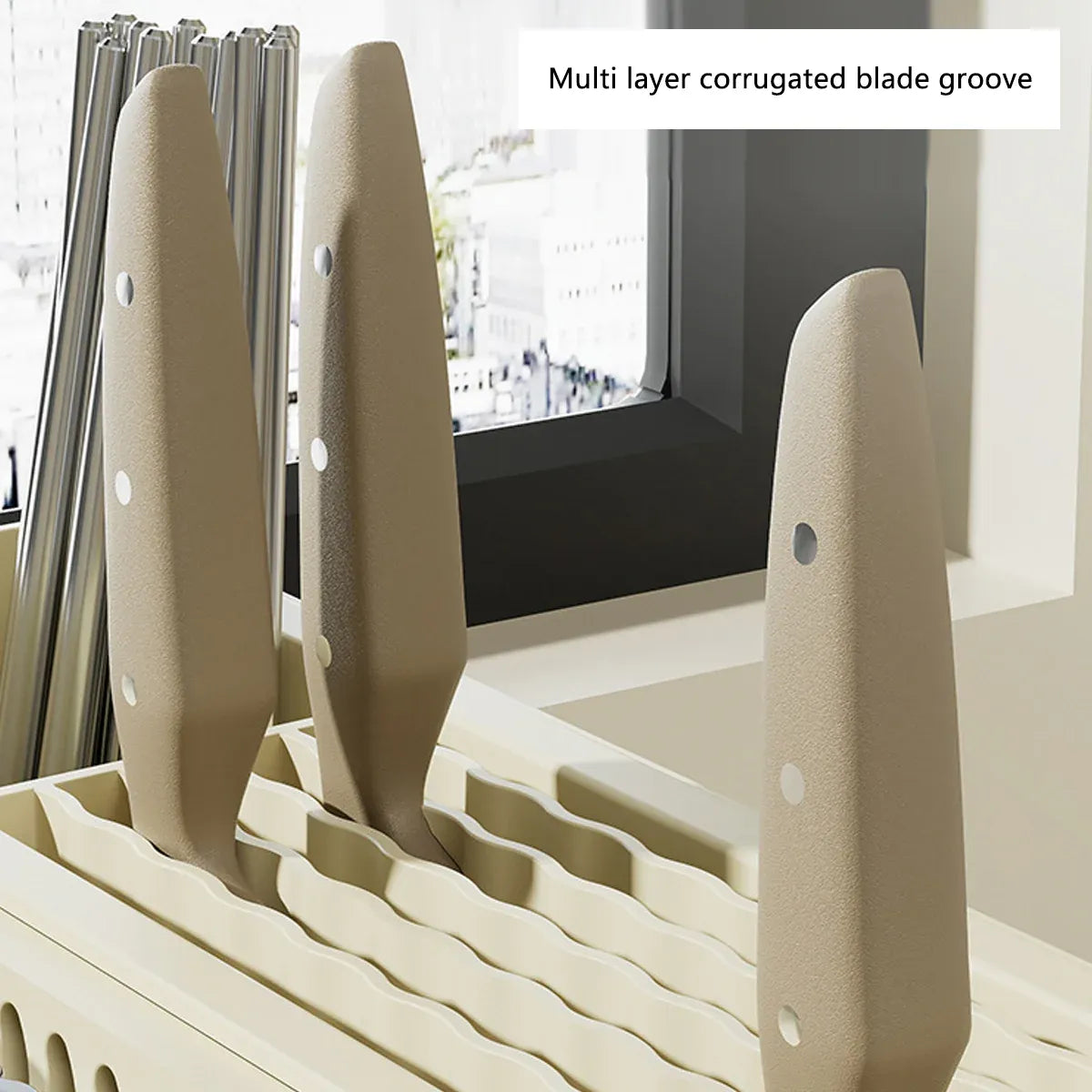Drain Knife Holder for Kitchen Knives Storage Large Capacity Durable Sturdy