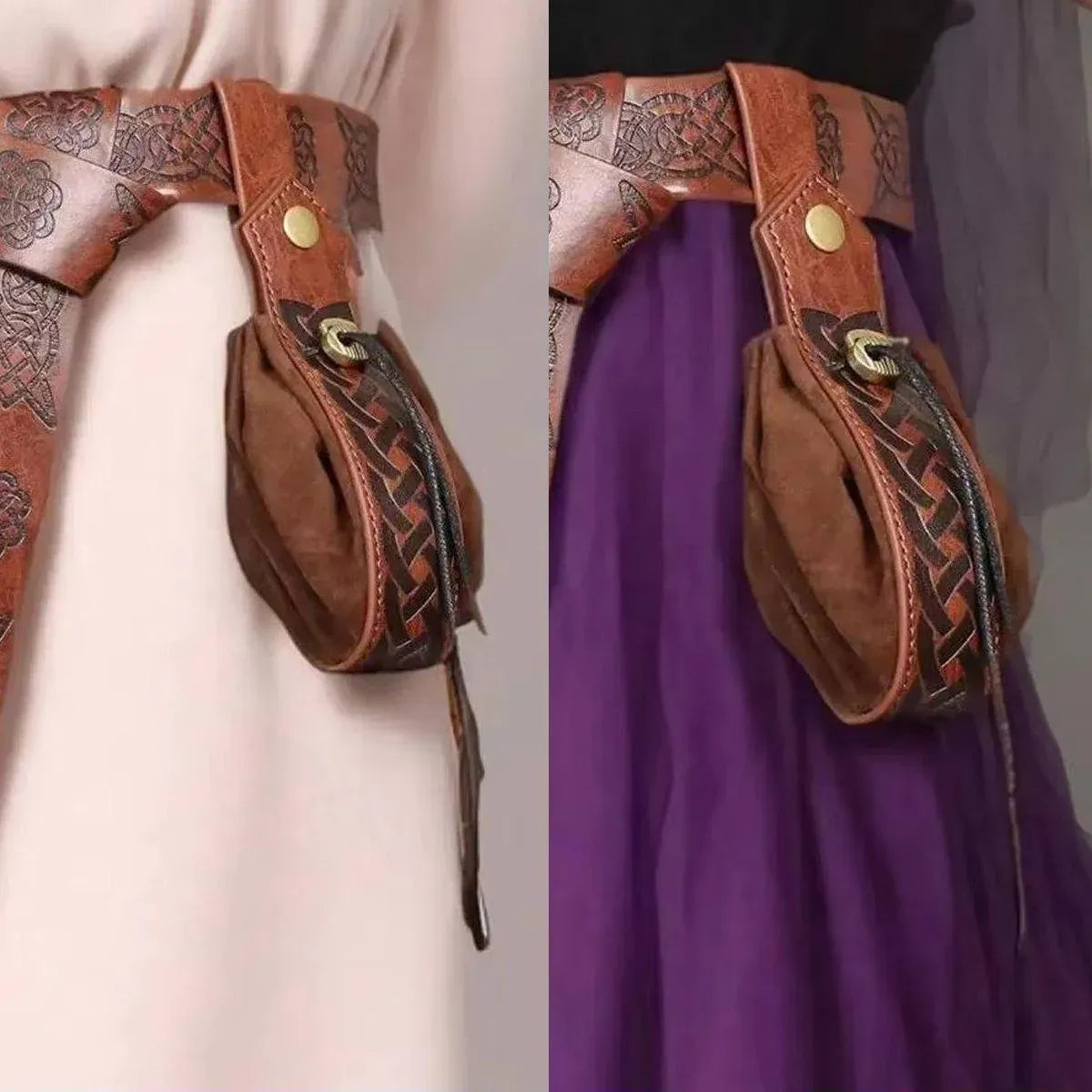 1-Piece Brown Medieval-Style Belt Pouch
