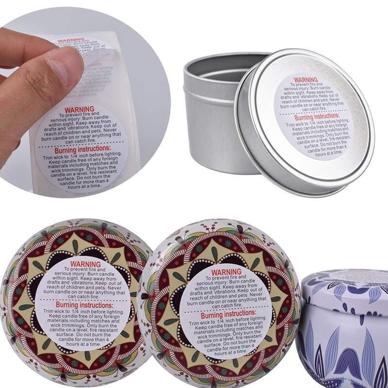 500PCS Candle Warning Labels Roll Round Stickers for Jars Wax Melts Containers
