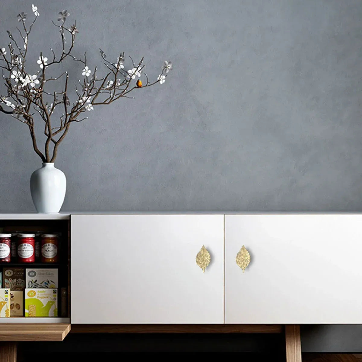 Leaf Shape Cabinet Door Handle Drawer Pull Modern Decorative Furniture Handle