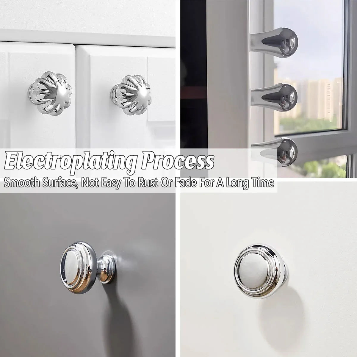 Pure Copper Wardrobe Handle Bright Silver Round Ball Egg Shaped Drawer Pull - Round