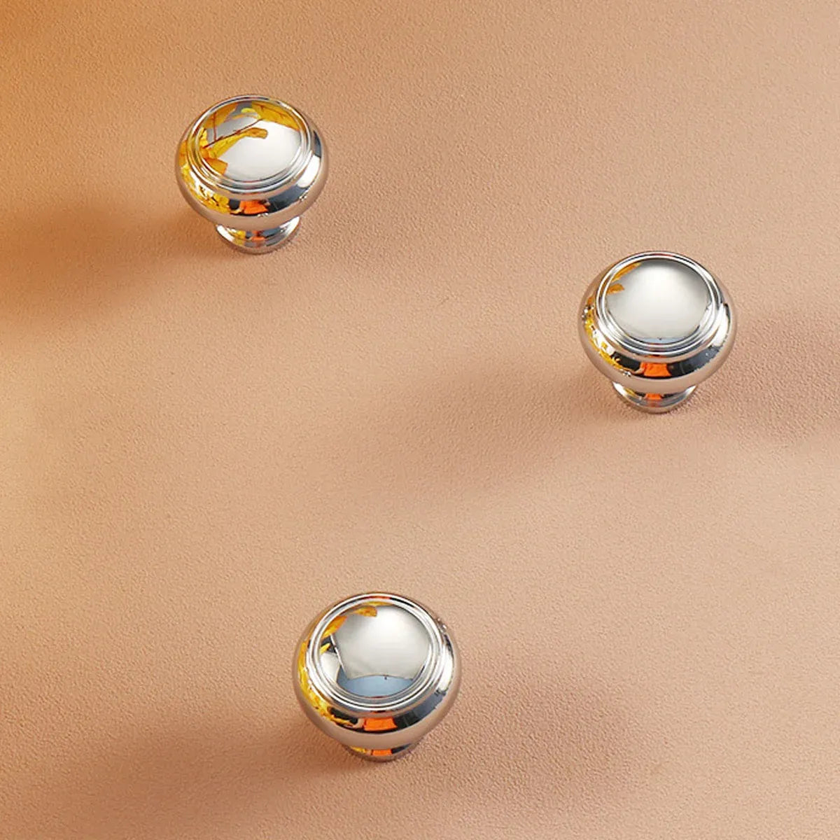 Pure Copper Wardrobe Handle Bright Silver Round Ball Egg Shaped Drawer Pull - Round