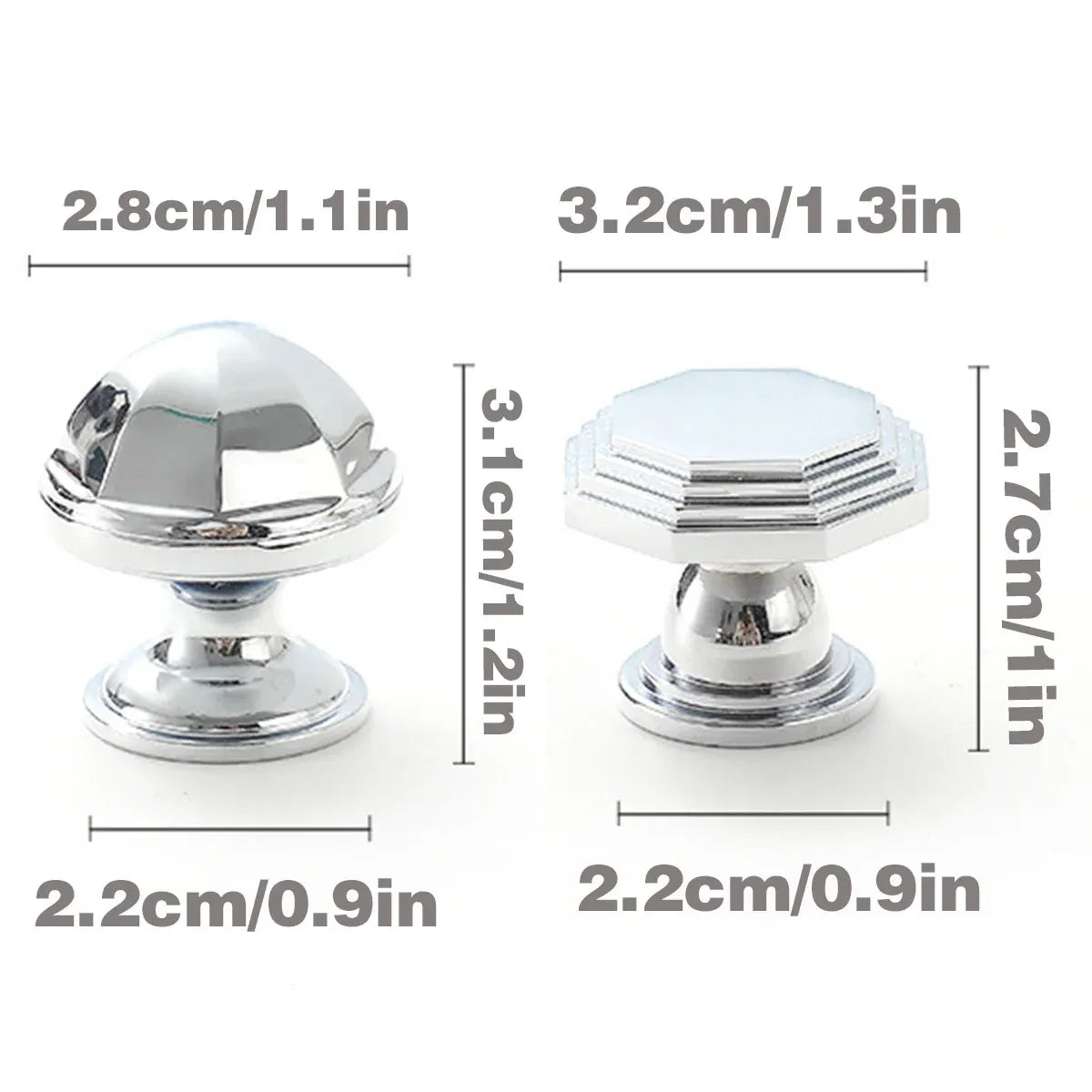 French Cabinet Handle Bright Silver Single Hole Modern Pull for Drawer Wardrobe - Dome