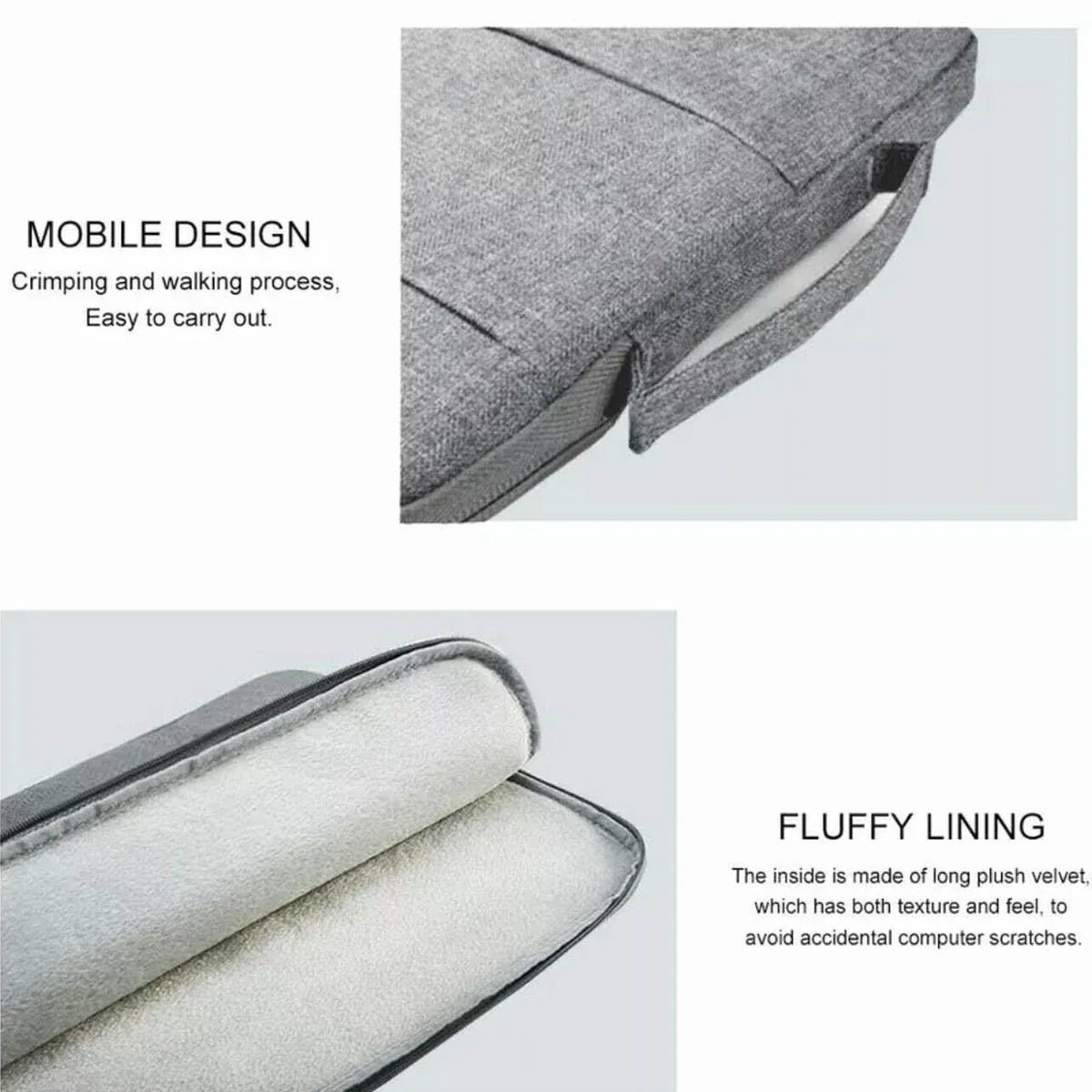 Laptop Sleeve Travel Bag Carry Case For MacBook Air Pro 14.1”-15.4” - Light Grey