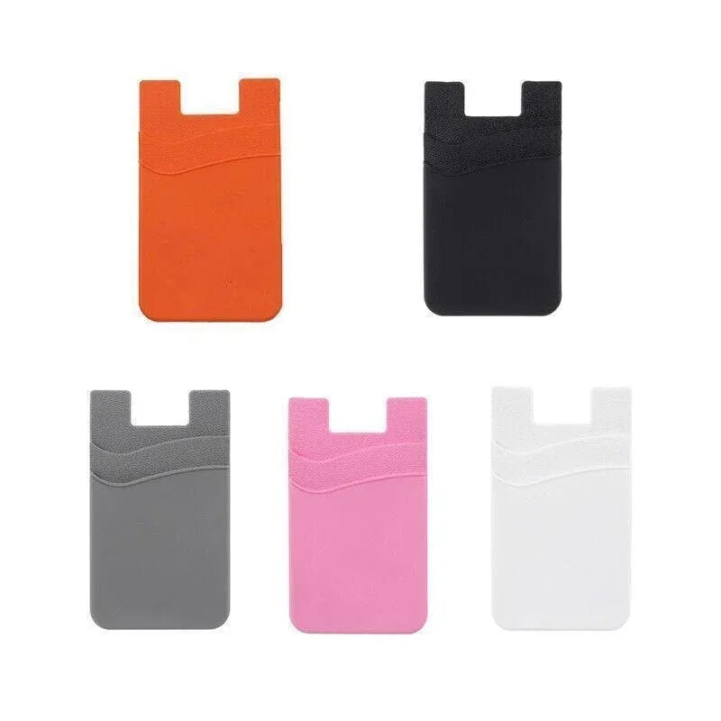 Silicone Phone Card Holder Double Layer Adhesive Wallet with 3M Backing - Red