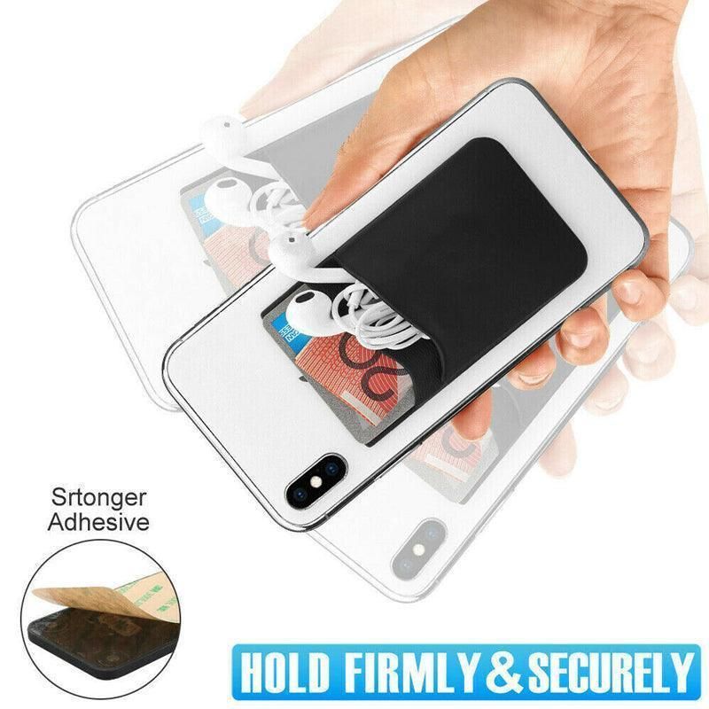 Silicone Phone Card Holder Double Layer Adhesive Wallet with 3M Backing - Red
