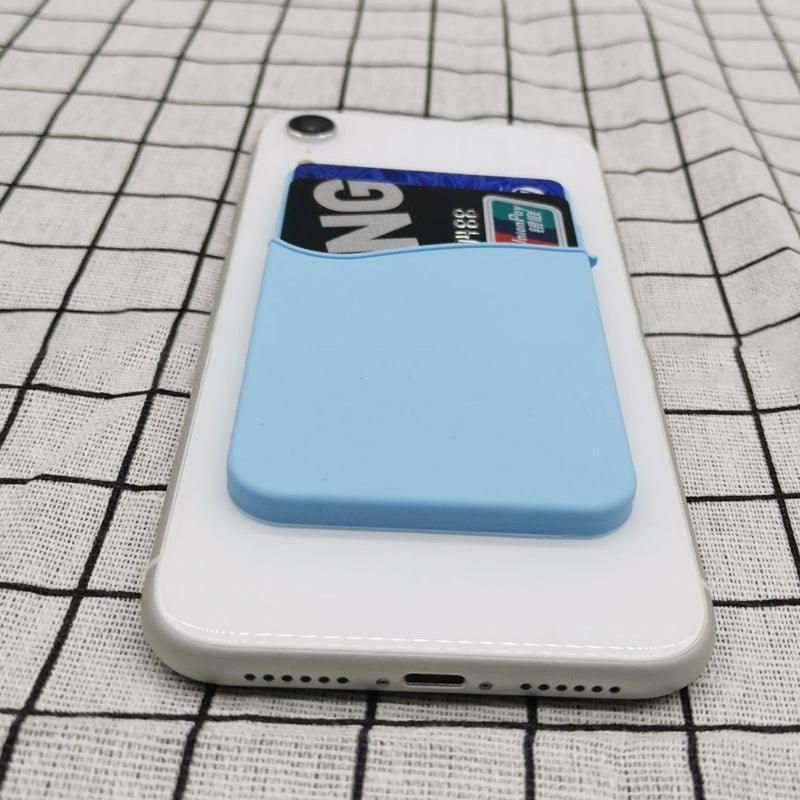 Silicone Phone Card Holder Double Layer Adhesive Wallet with 3M Backing - Red