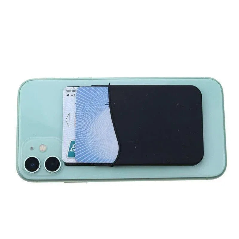 Silicone Phone Card Holder Double Layer Adhesive Wallet with 3M Backing - Red