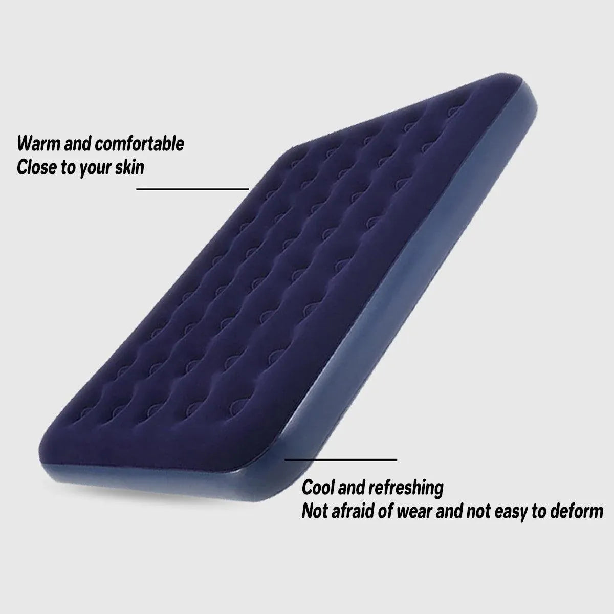 King Size Inflatable Airbed Easy Inflate Flocked Air Mattress Camping Guest Bed
