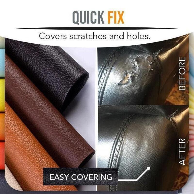 2X Self Adhesive Leather Repair Patches Kit for Sofa Couch Auto Interior Use - Khaki