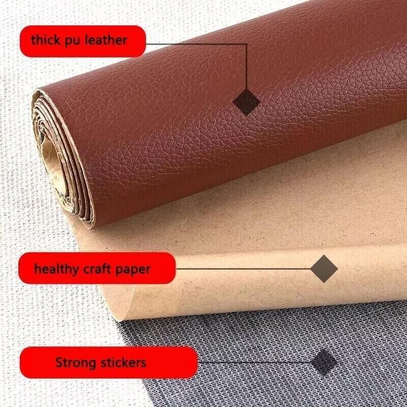 2X Self Adhesive Leather Repair Patches Kit for Sofa Couch Auto Interior Use - Khaki