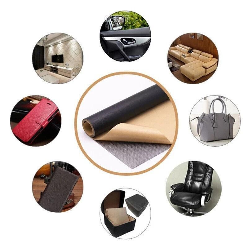 2X Self Adhesive Leather Repair Patches Kit for Sofa Couch Auto Interior Use - Khaki