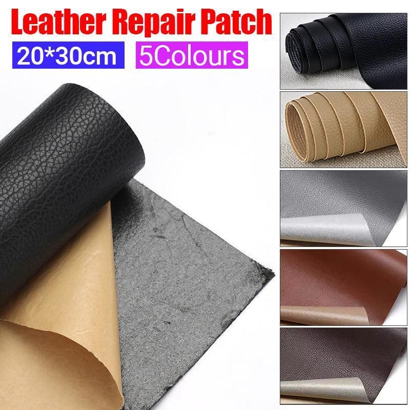 2X Self Adhesive Leather Repair Patches Kit for Sofa Couch Auto Interior Use - Khaki