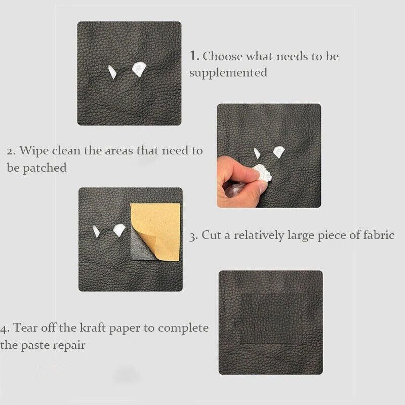2X Self Adhesive Leather Repair Patches Kit for Sofa Couch Auto Interior Use - Red Brown