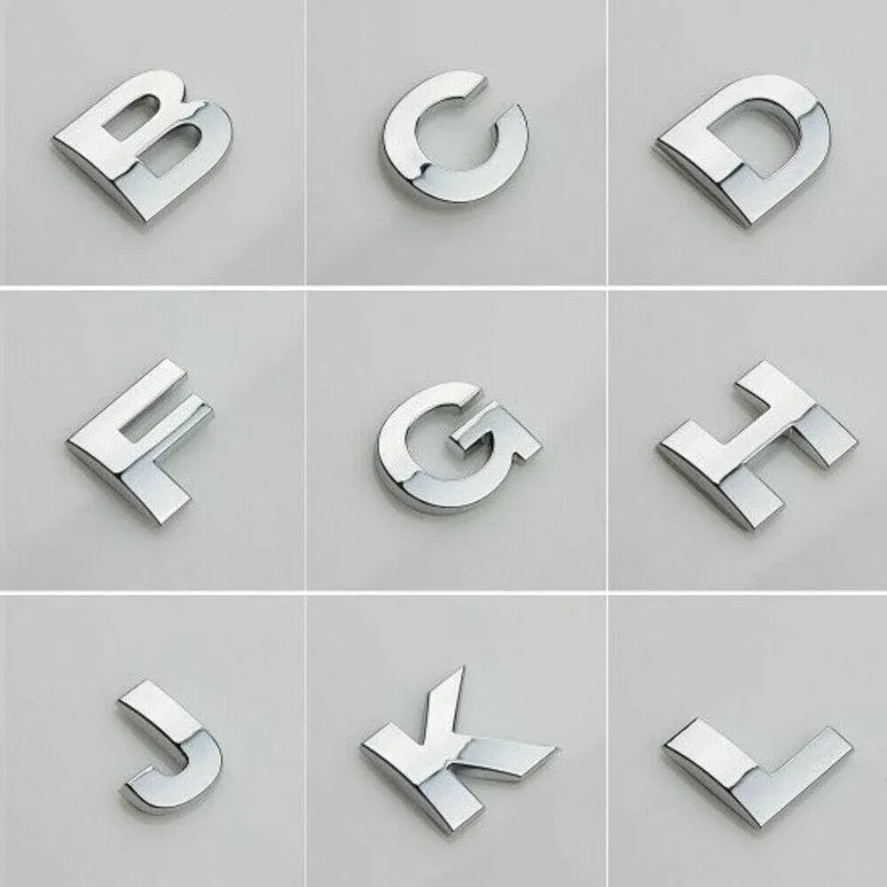 A-Z Alphabet Letters Car Sticker Self Adhesive Auto Badge Emblem 3D Chrome Good - M