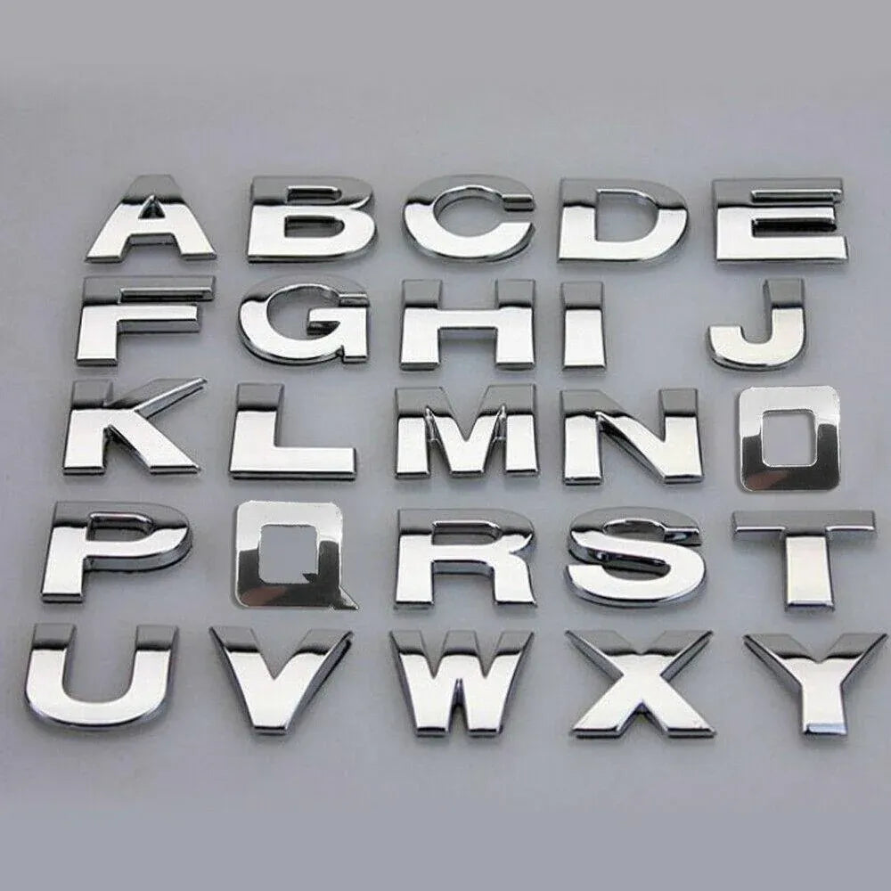 A-Z Alphabet Letters Car Sticker Self Adhesive Auto Badge Emblem 3D Chrome Good - M