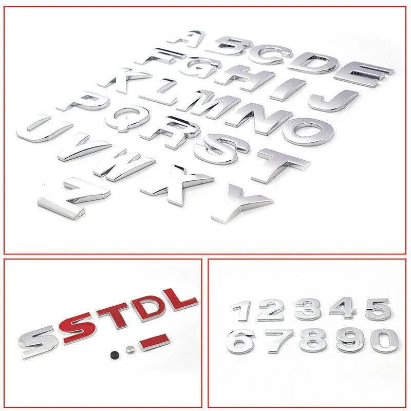 A-Z Alphabet Letters Car Sticker Self Adhesive Auto Badge Emblem 3D Chrome Good - M