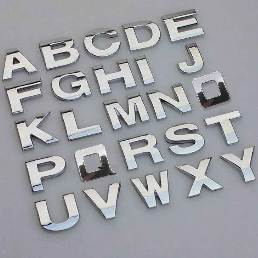 A-Z Alphabet Letters Car Sticker Self Adhesive Auto Badge Emblem 3D Chrome Good - M