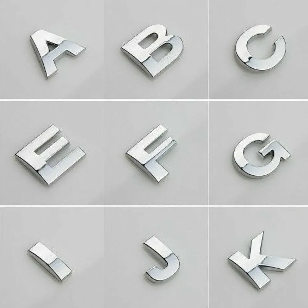 A-Z Alphabet Letters Car Sticker Self Adhesive Auto Badge Emblem 3D Chrome Good - P