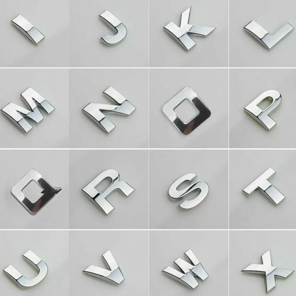 A-Z Alphabet Letters Car Sticker Self Adhesive Auto Badge Emblem 3D Chrome Good - P
