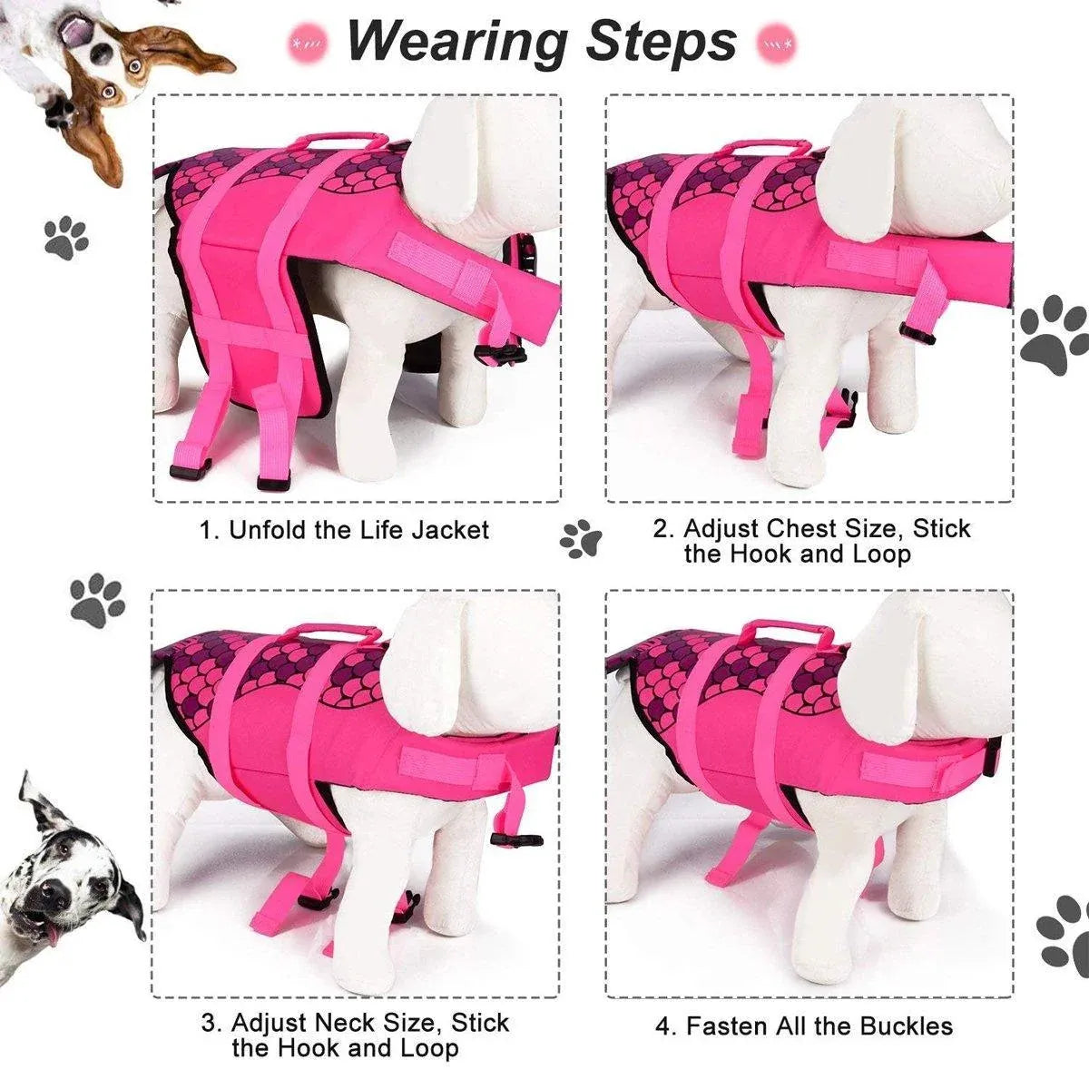 Pet Life Jacket Dog Swim Vest Outdoor Water Gear for Summer Swimming Activities - Pink S