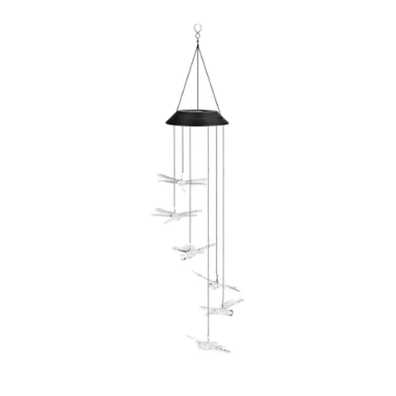 Wind Chimes Solar Powered Led Lights Changing Hanging Garden Yard Outdoor Decor - Dragonfly
