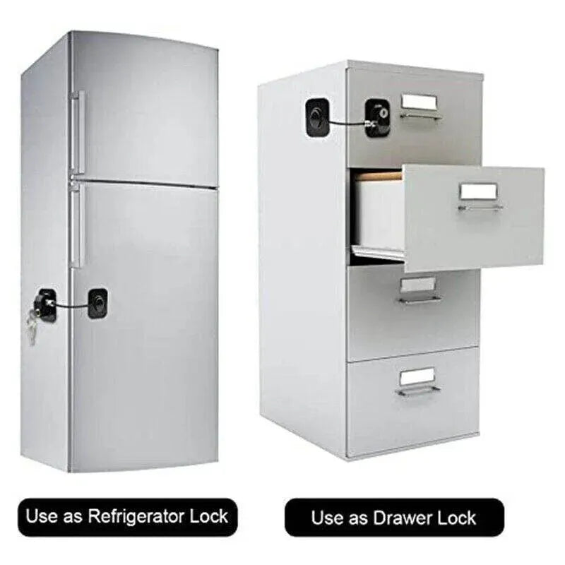 Refrigerator Lock with Keys for Fridge Cabinet Window Door and Drawer Latch Use - Black