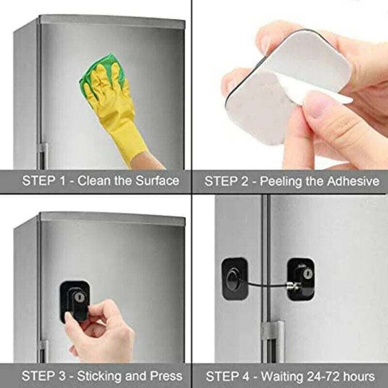 Refrigerator Lock with Keys for Fridge Cabinet Window Door and Drawer Latch Use - Black