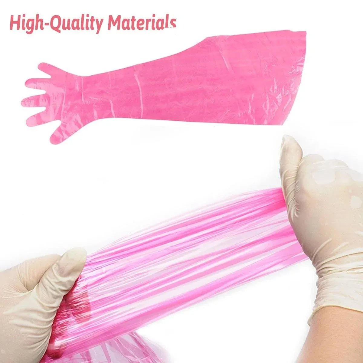 50pcs Clear Long Arm Glove Plastic Farm Glove Disposable Vet Glove Midwifery