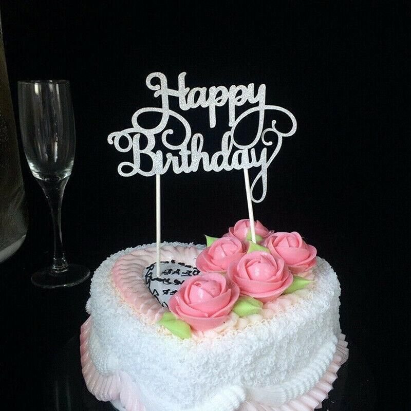 Happy Birthday Cake Topper Colour Printed Acrylic Party Decorations - Blue-Long Strip
