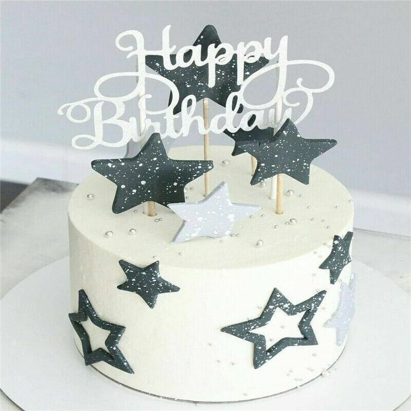 Happy Birthday Cake Topper Colour Printed Acrylic Party Decorations - Blue-Long Strip