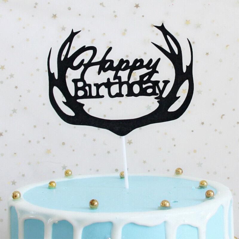 Happy Birthday Cake Topper Colour Printed Acrylic Party Decorations - Blue-Long Strip