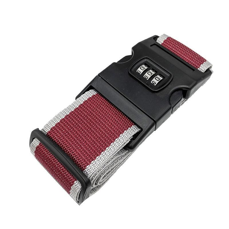 Luggage Strap Code Password Travel Suitcase Secure Lock Safe Nylon Packing Belt - Red+Grey