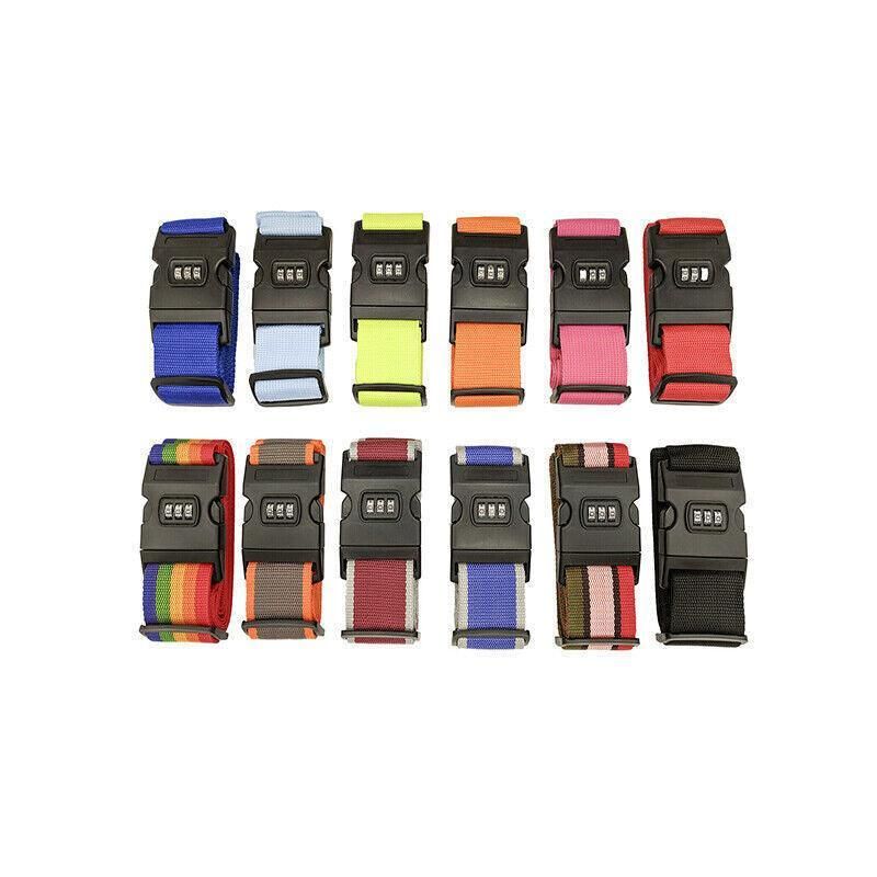 Luggage Strap Code Password Travel Suitcase Secure Lock Safe Nylon Packing Belt - Red+Grey