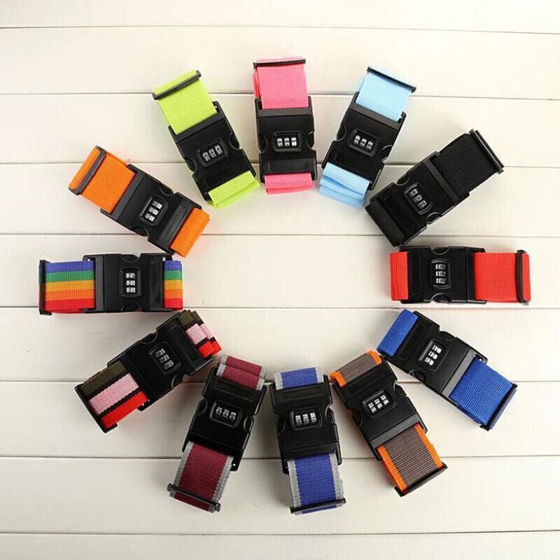 Luggage Strap Code Password Travel Suitcase Secure Lock Safe Nylon Packing Belt - Red+Grey